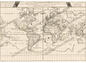 Antique World Map 1677 — Duval, Carte Vniverselle du Commerce