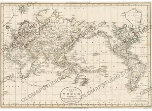Antique World Map 1799 — Chart of the World