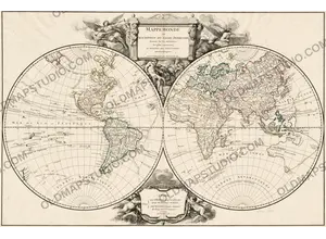 Antique World Map 1752 — Robert de Vaugondy, Mappemonde
