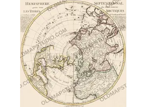 Antique world map c. 1740 — Delisle, Hemisphere Septentrional, the northern hemisphere printed by the Ottens brothers