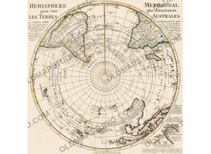 Antique world map c. 1739 — Delisle, Hemisphere Meridional, the southern hemisphere printed by the Ottens brothers