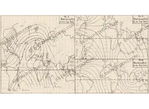 Antique world map c. 1807 — Christopher Hansteen, three magnetic declination charts on one sheet