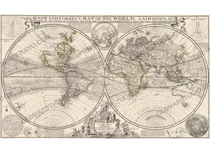 Antique World Map 1709 — Moll, A New and Correct Map
