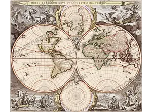 Oude wereldkaart ca. 1690 — Visscher, Orbis Terrarum Nova Tabula
