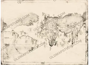 Antique World Map c. 1508 — Egerton Portolan Atlas, Plate 14