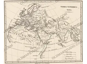 Mapa antiguo del mundo 1826 — Tanner, Terra Veteribus Nota