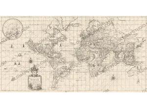 Antique World Map c. 1690 — Morden & Berry, To Capt. John Wood