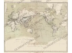 Antique World Map 1873 — Vivien de Saint-Martin, Planisphère, Mercator