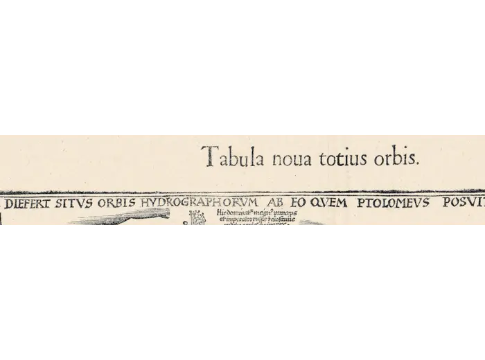 Stara mapa świata 1541 — Fries, Tabula Noua Totius Orbis — detal 1