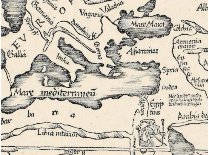 Stara mapa świata 1541 — Fries, Tabula Noua Totius Orbis — detal 3