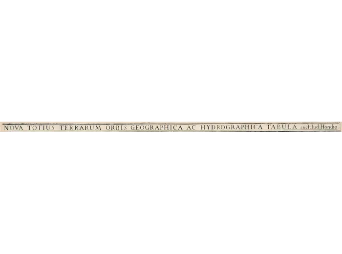 Title banner of the Hondius world map, 1655
