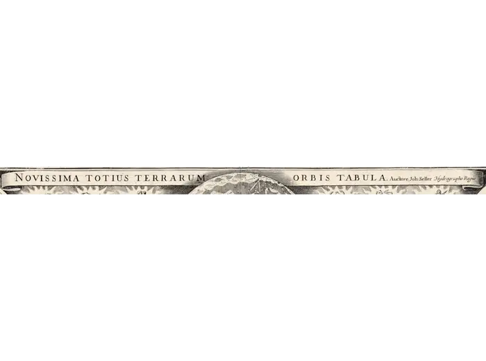 Title banner of the Seller world map, 1675
