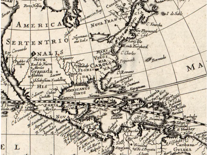 North America on the Seller world map, 1675