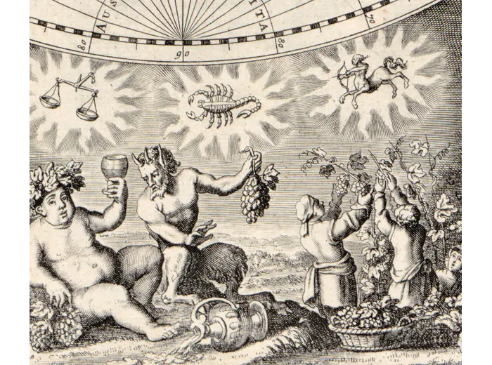 Autumn putti on the Seller world map, 1675