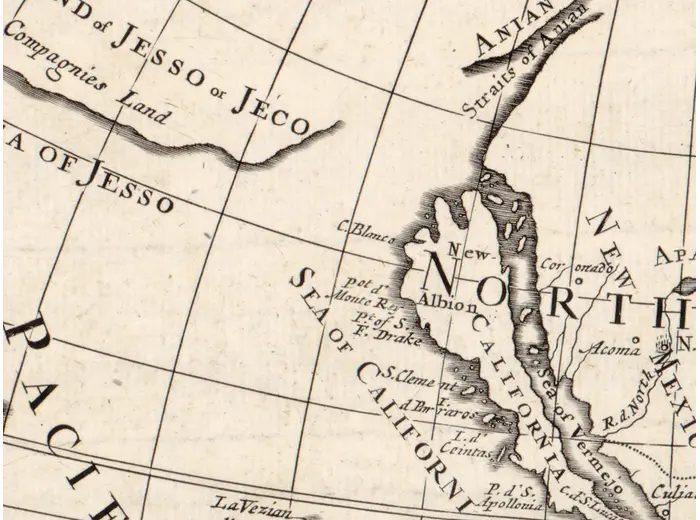Antique World Map 1680 — Sanson, A Mapp of All the World — detail 2: california island