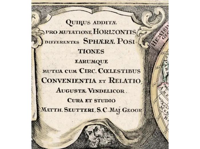 Dedication cartouche of the Seutter world map, 1740