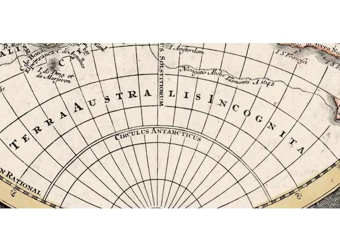 Terra Australis Incognita on the Seutter world map, 1740