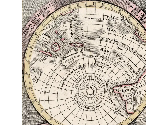 Polar inset on the Seutter world map, 1740
