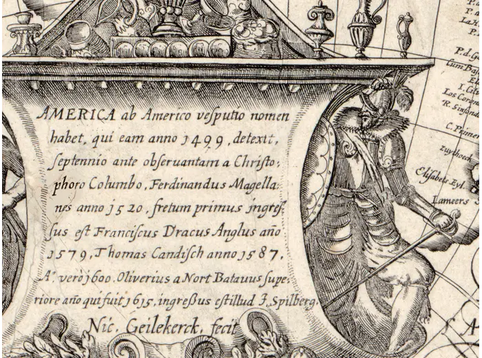 Dedication cartouche on the Geylekerck world map, 1618