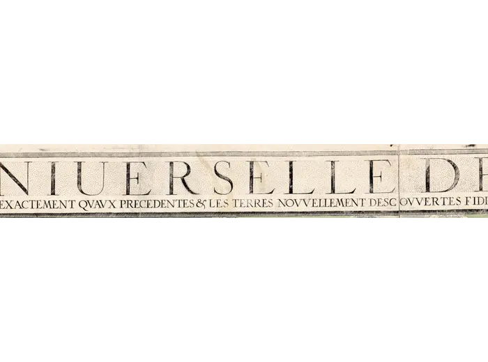 Antique World Map 1628 — Danckerts, Charte Vniuerselle — detail 1: title banner
