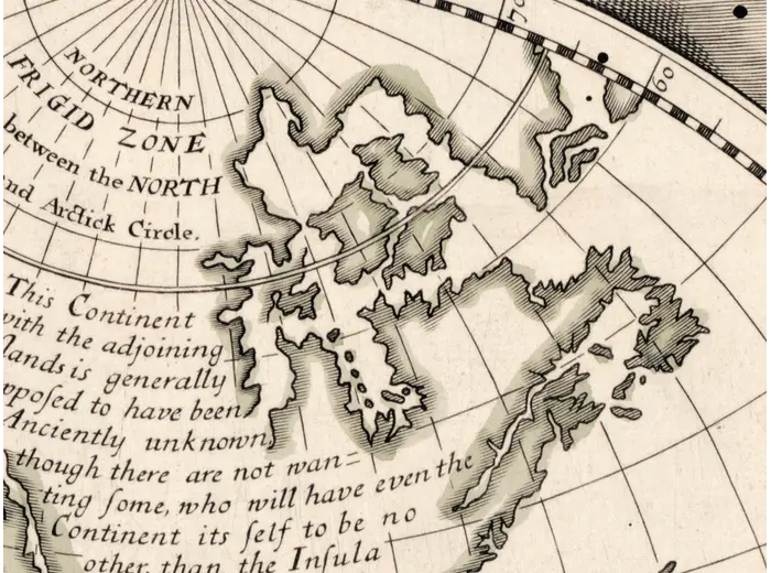 North America and Atlantis on the Wells 1700 sheet