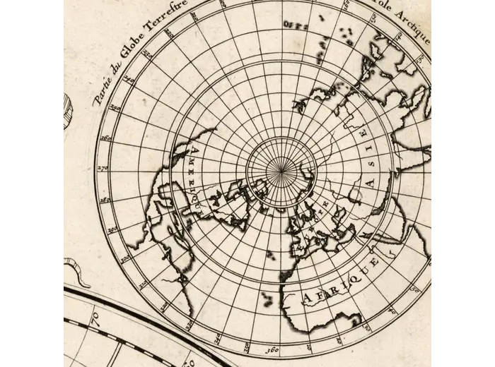Antique World Map c. 1696 — Sanson, Mappe-monde — detail 4: polar inset arctic