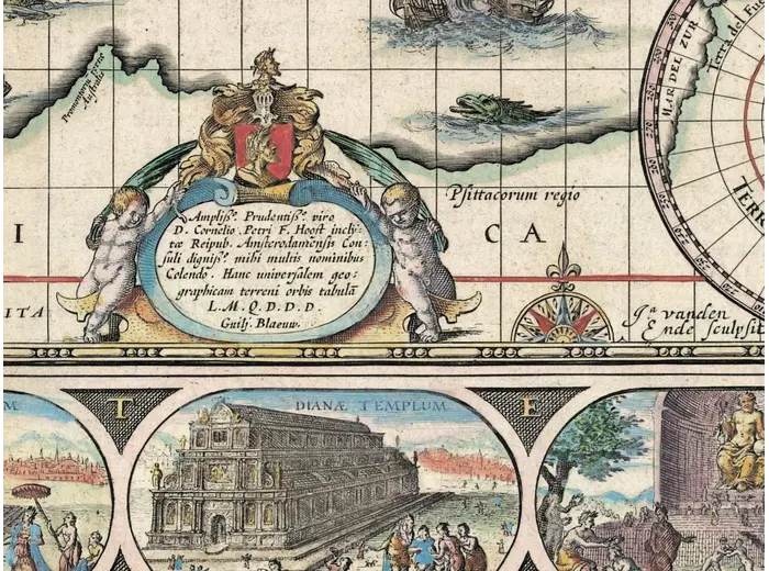 Detail at full size: the Blaeu imprint cartouche