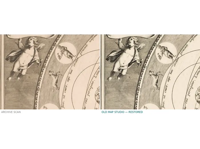 The sheet before and after restoration