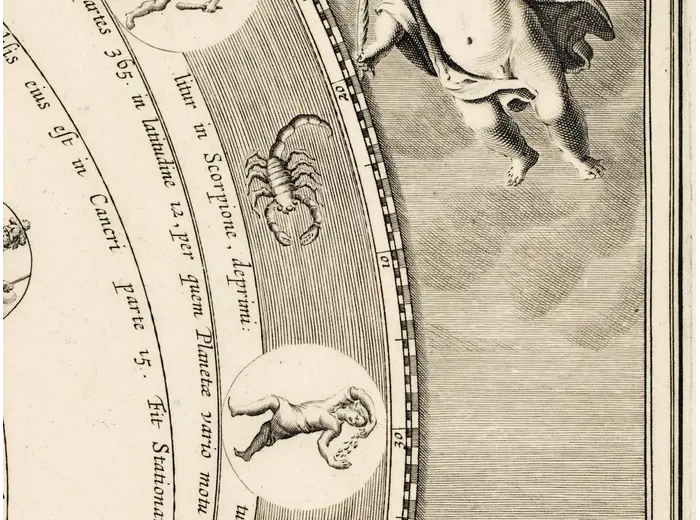 Zodiac medallions around the sphere, 1:1 detail