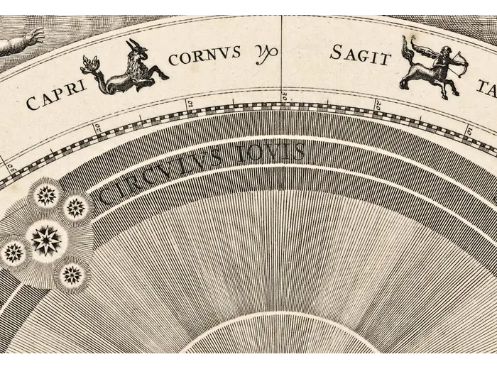 Capricorn and Sagittarius on the zodiac band, 1:1 detail