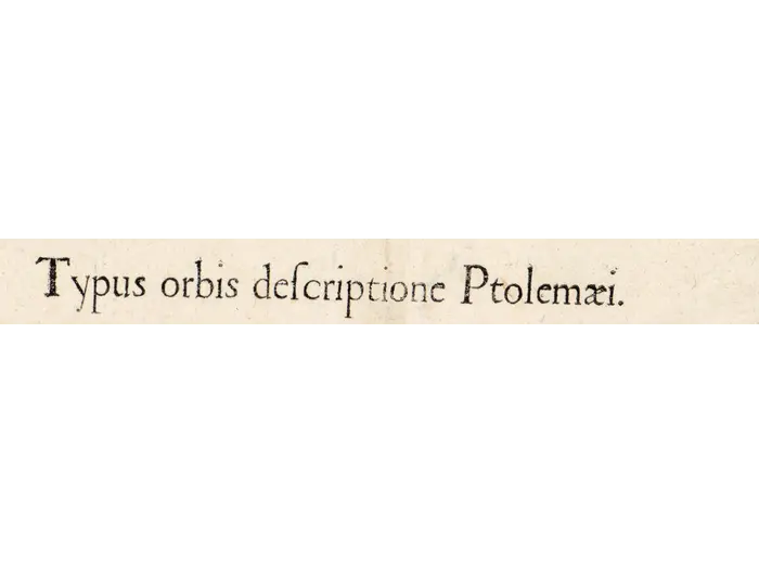 Detail at full size: the title banner Typus orbis descriptione Ptolemaei