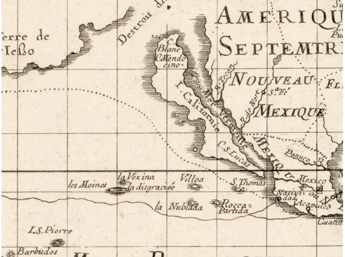 Antique World Map 1677 — Duval, Carte Vniverselle du Commerce — detail 4: california island