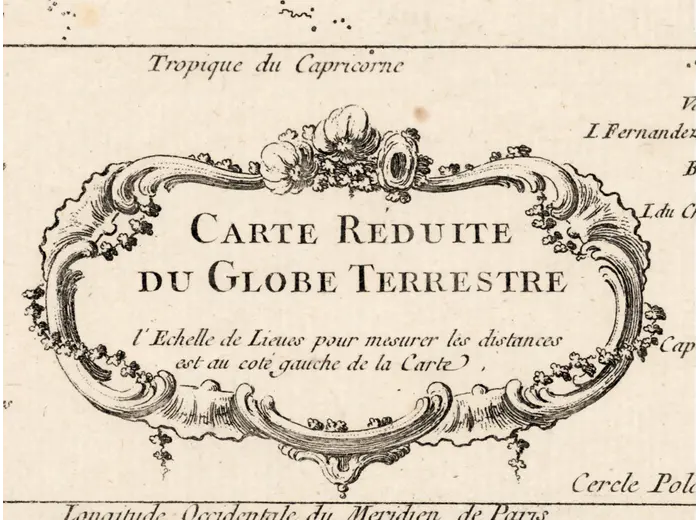 Detail at full size: the title cartouche Carte reduite du globe terrestre