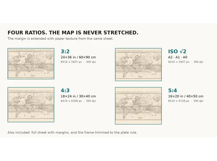 Antique World Map 1706 — Moll, A New Map of the World — print sizes at 300 dpi