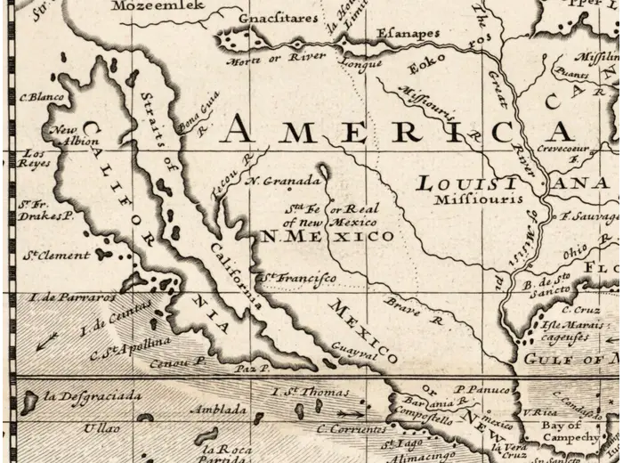 Antique World Map 1706 — Moll, A New Map of the World — detail 4: california island