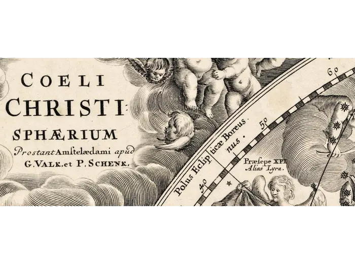 Antique Star Chart 1708 — Coelistellati Christiani — detail 1: title imprint