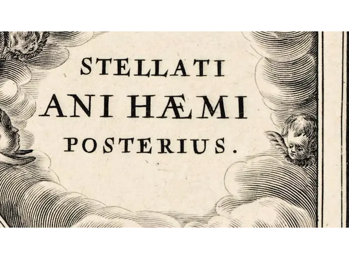 Antique Star Chart 1708 — Coelistellati Christiani — detail 2: right title cartouche