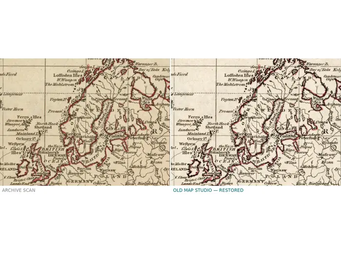 Antique World Map 1799 — Chart of the World — before and after restoration