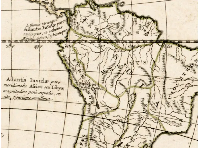 Atlantis Insulae and South America at 1:1