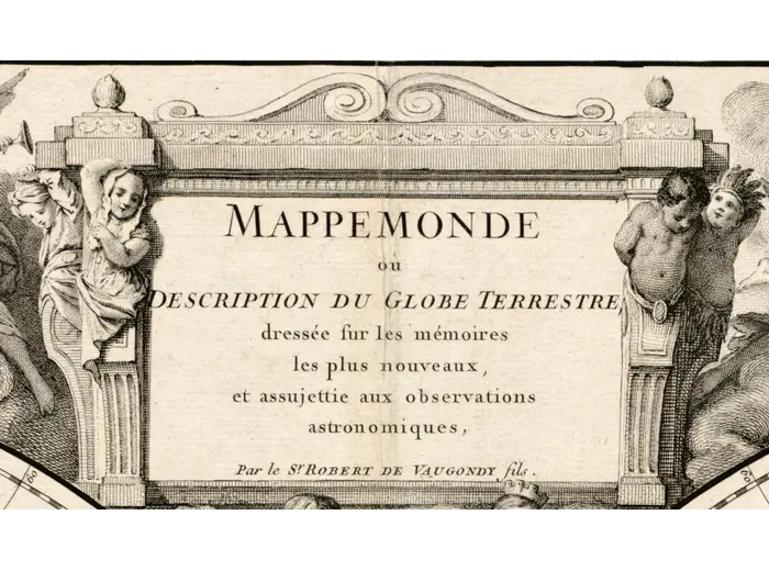 Antique World Map 1752 — Robert de Vaugondy, Mappemonde — detail 1: title cartouche