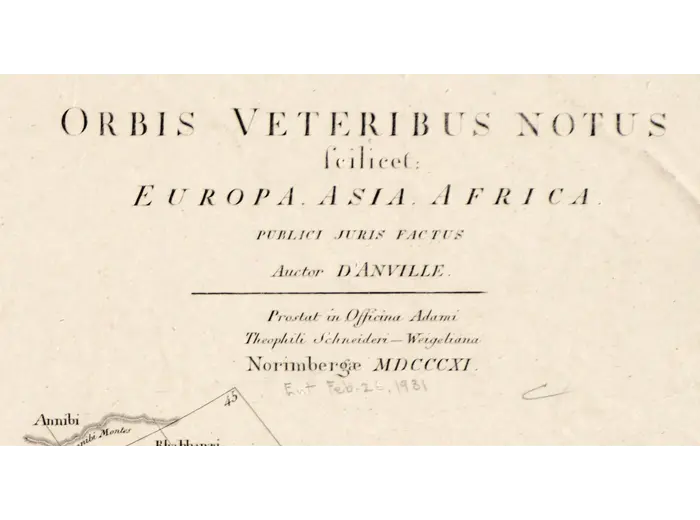 Antique World Map 1811 — d'Anville, Orbis Veteribus Notus — detail 1: title banner