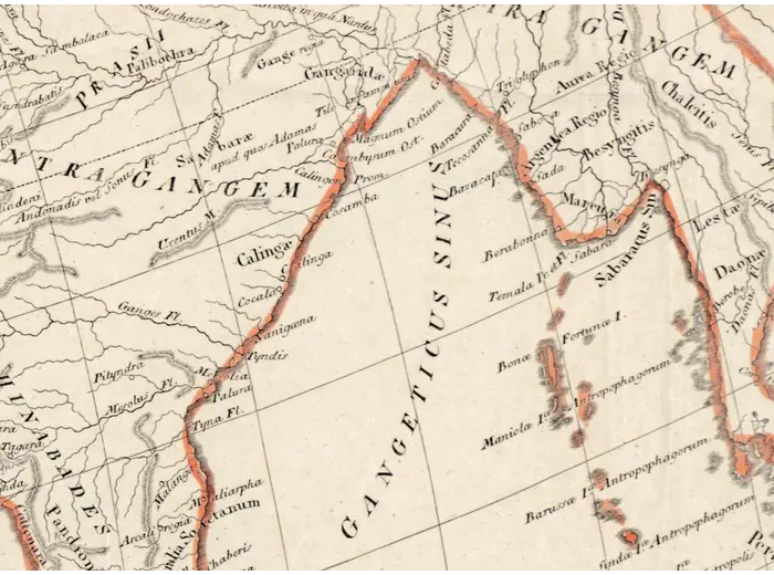 Antique World Map 1811 — d'Anville, Orbis Veteribus Notus — detail 4: india taprobana