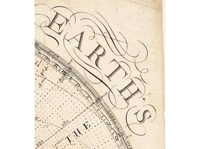 Detail at full size: the title The Earth's Western Planisphere in the corner