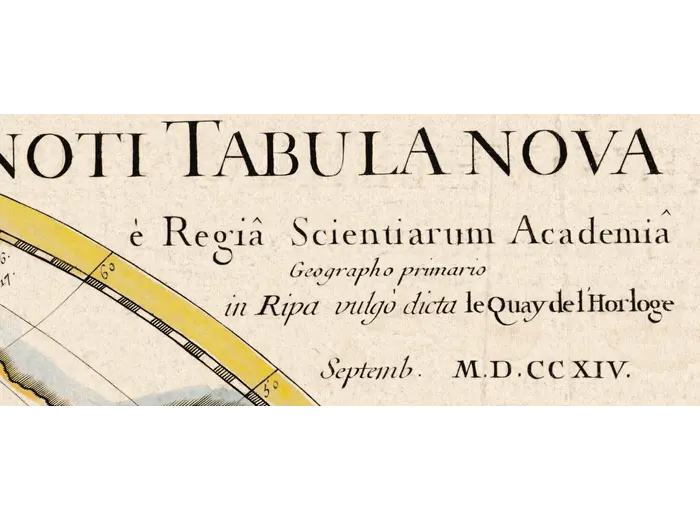 Paris imprint with the royal privilege on the 1714 Delisle map