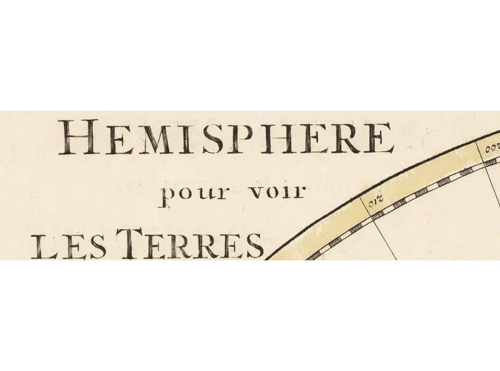 Detail at full size: the engraved title above the planiglobe