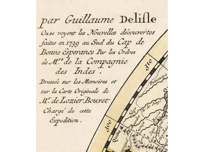 Detail at full size: the dedication naming Delisle
