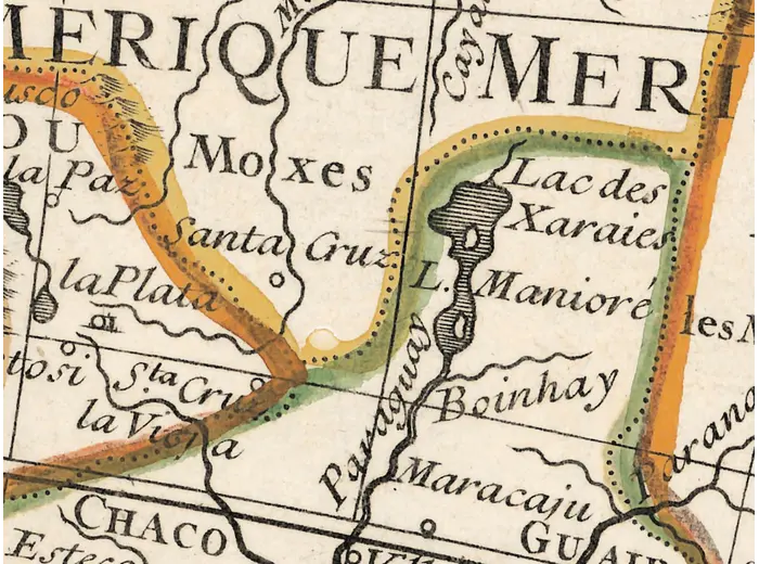 South America in hand coloring on the Delisle 1724 sheet