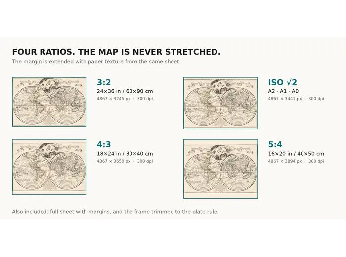 How large Delisle's Mappemonde prints at 300 dpi
