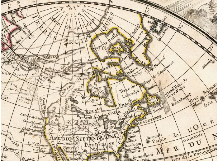 Detail at full size: North America with the original outline coloring