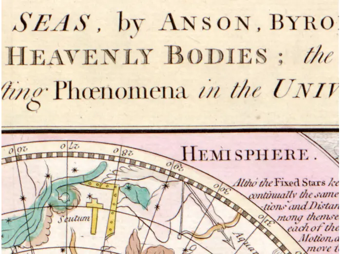Antique World Map c. 1780 — Bowles, New and Accurate Map of the World — detail 2: imprint carington bowles